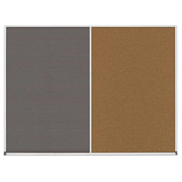 Single Door Radius Corkboard, 24"x36", Hea, UV7011RC-SATIN-MEDGRY